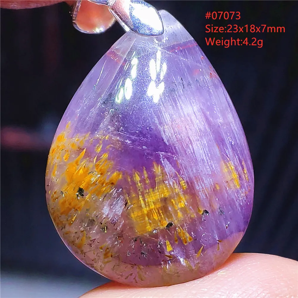 Natural Cacoxenite Purple Rutilated Red Auralite 23 Pendant Canada Gemstone Necklace Crystal Water Drop Jewelry AAAAA pendant necklace
