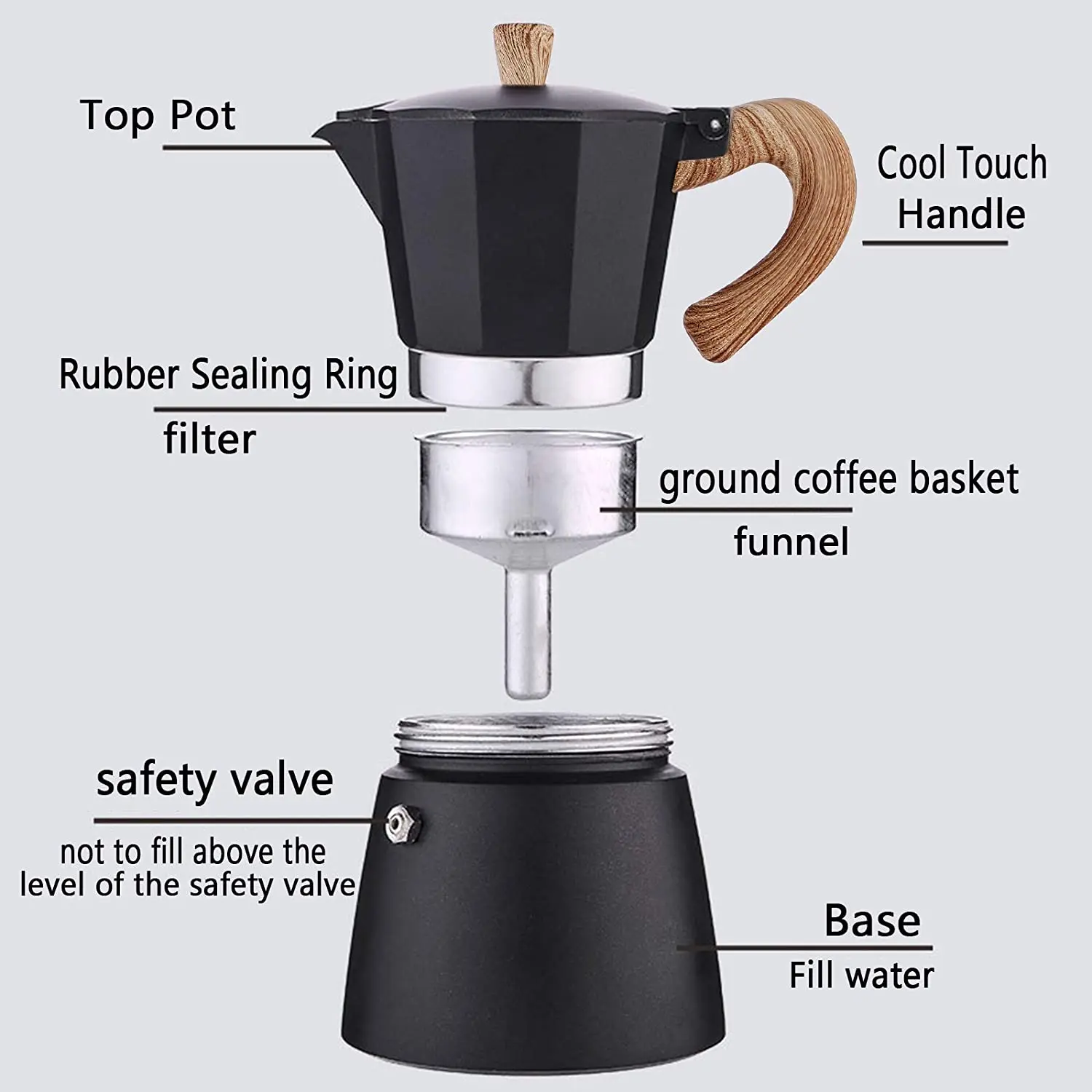 Stovetop Espresso Maker Moka Pot Manual Cuban Coffee Percolator Machine  Aluminum Espresso Greca Coffee Maker Brewer Percolator