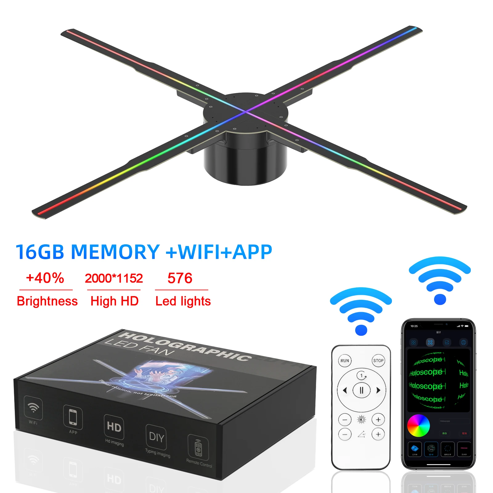 50cm 🌻 3Dホログラムファン 【AC電源】 WiFi 3Dホログラフィック