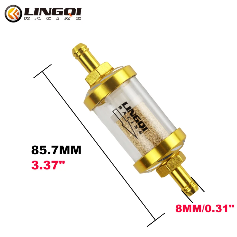 LINGQI 레이싱 오토바이 M8 가솔린 연료 필터 8mm 가솔린 오일 필터 및 파이프 튜브 라인 49cc 50cc 110cc 125cc 더트 피트 바이크용