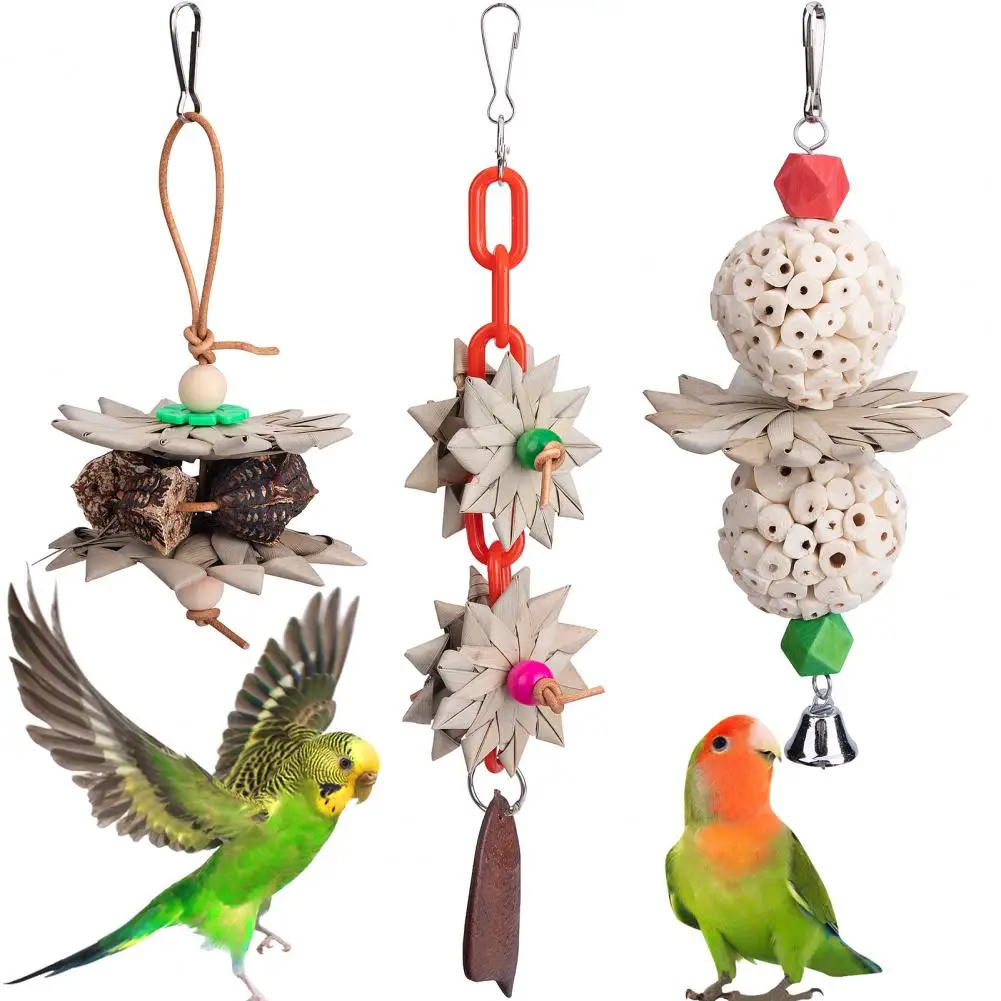 

Bird Chew Toy Bite-Resistant Relieve Boredom Natural Pet Parrot Bird Chewing Toy Hanging Cage Accessories игрушки для попугаев