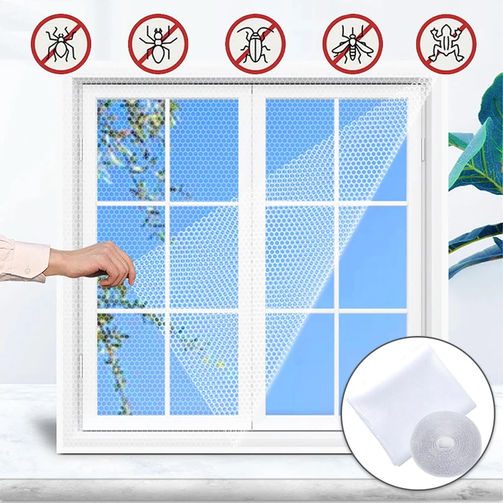 

DIY Anti-mosquito Window Screen Net Curtains for Windows Invisible Simple Screen with Velcro Bedroom Window Mosquito Protection
