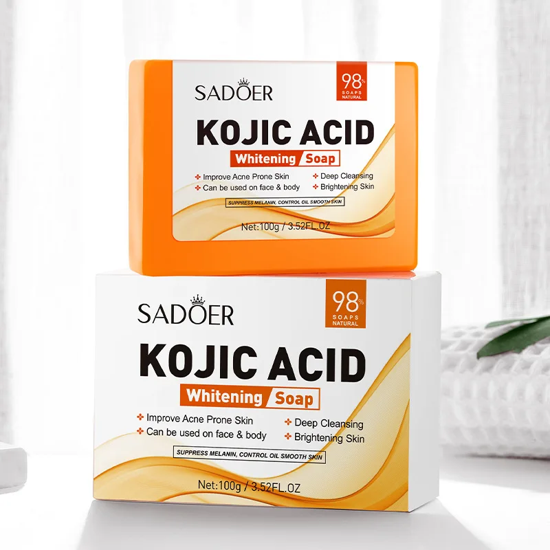 SADOER 100g Kojic Acid Whitening Soap, Handmade Bath Soap, Body Cleansing Antimicrobial Moisturizing and Disinfection Sope 5