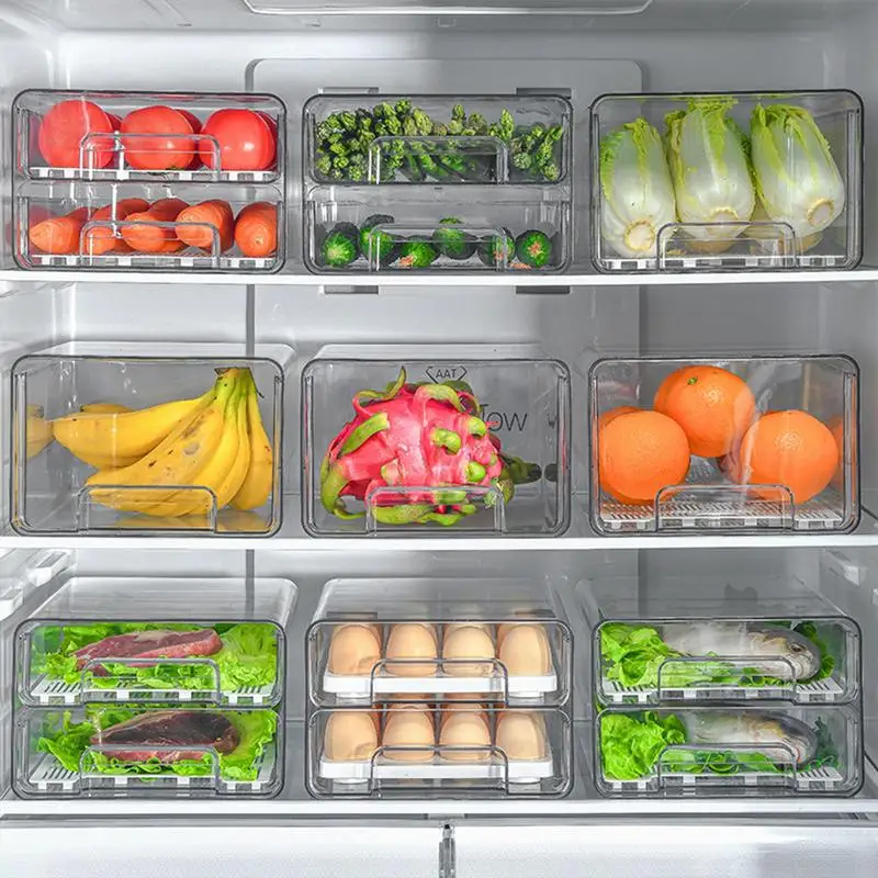

Fridge Drawer Organizer Transparent Refrigerator Organizer Bins Drawer Storage Organizer To Keep Eggs Vegetables Fruits Tea Bags