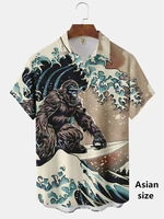 Japanese Style Ukiyoe Wave 3D Print Men Casual Hawaiian Shirts Summer Fashion Shirt For Man Street Button Short Sleeves Clothes 1
