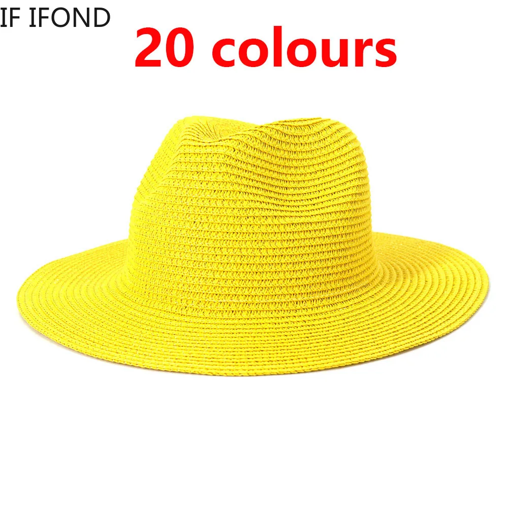 Wholesale Sun Hats Men Women Summer Panama Wide Brim Straw Hats Fashion Colorful Outdoor Jazz Beach Sun Protective Cap 1