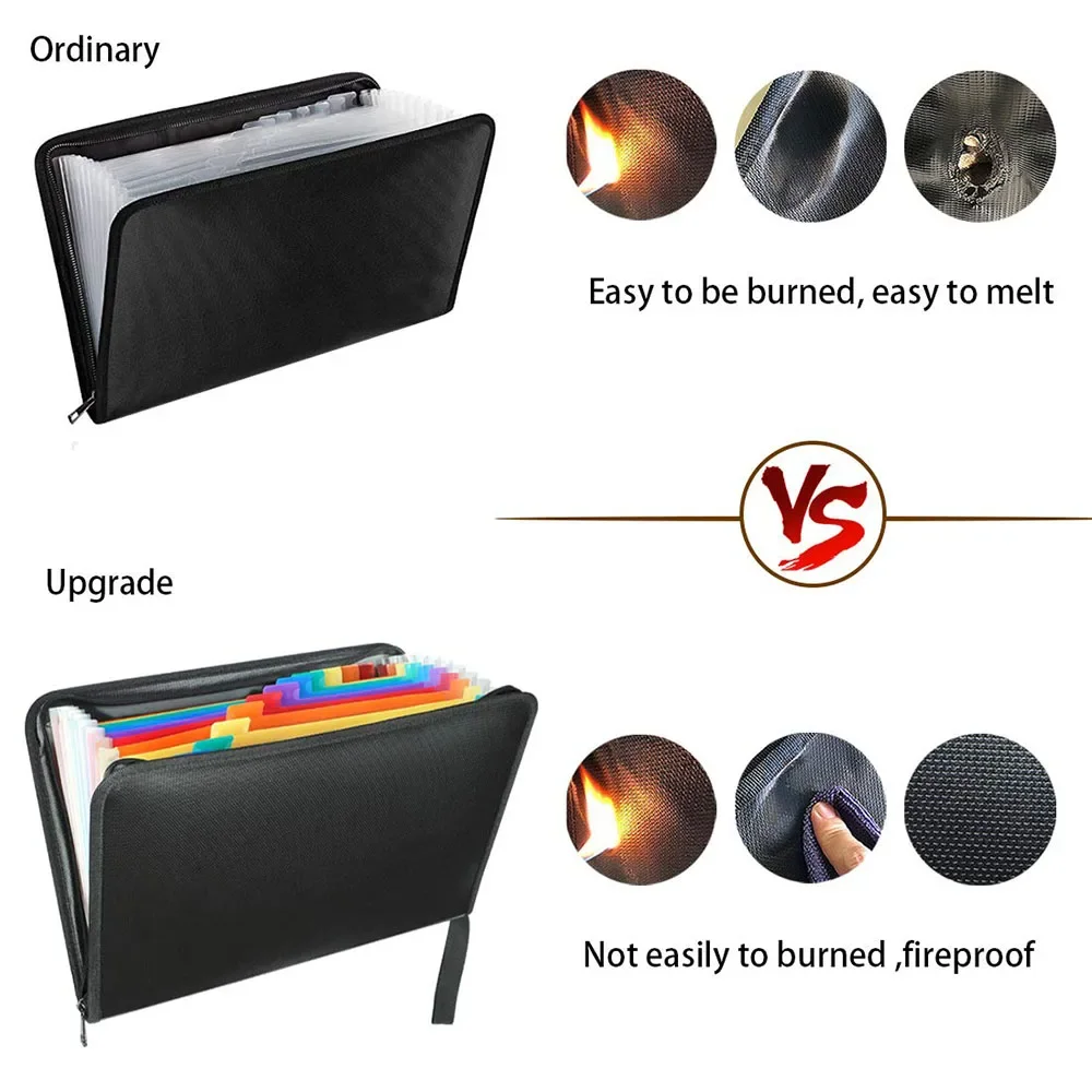 

Waterproof Fireproof Portable Multicolor Document Expanding With Bag Folder Organizer File Accordion Pockets 12