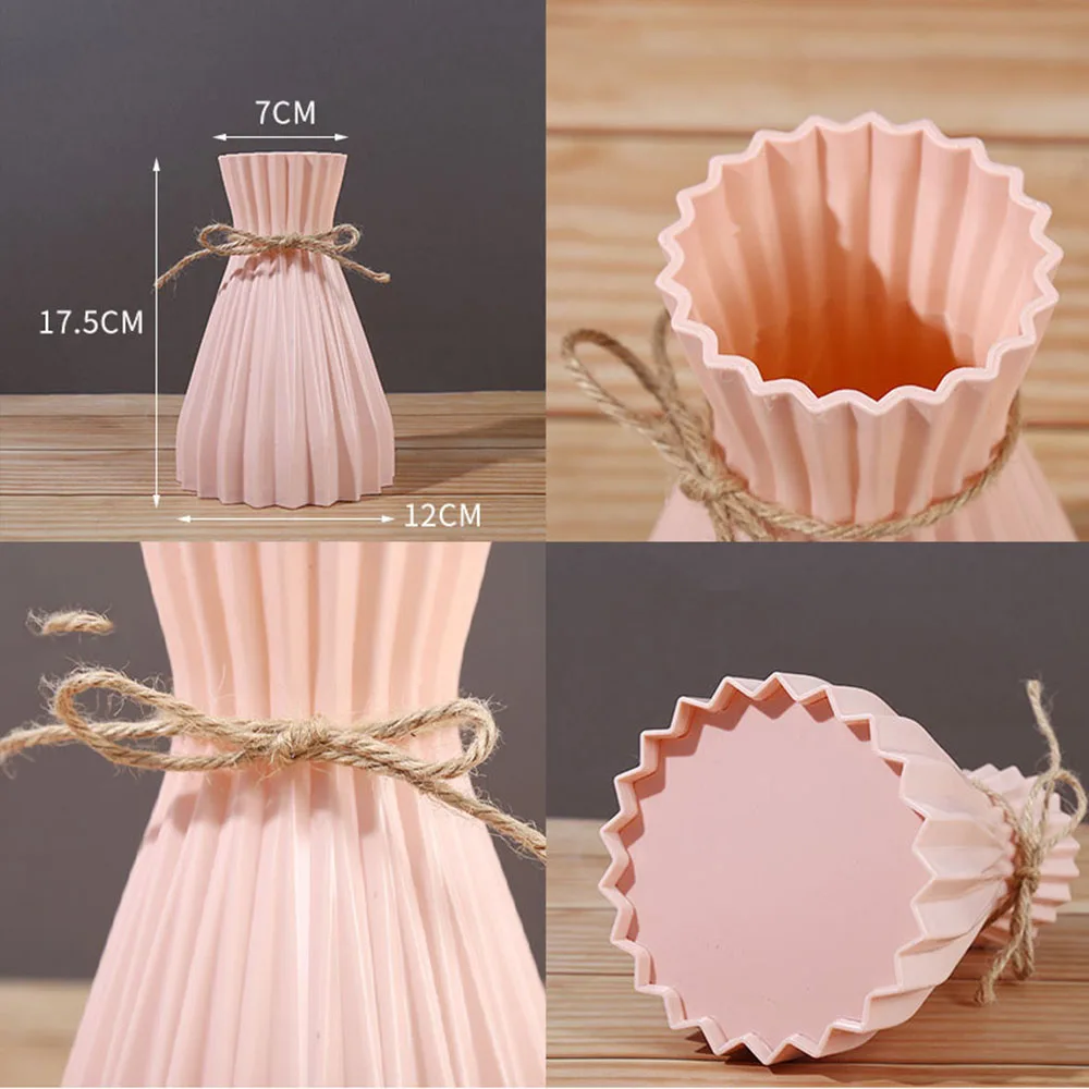 Plastic Flower Vase Cannot Hold Water Dry Flower Bottle Home Decor Modern Flowerpot Waist Cinching Room Decoration Floreros 3