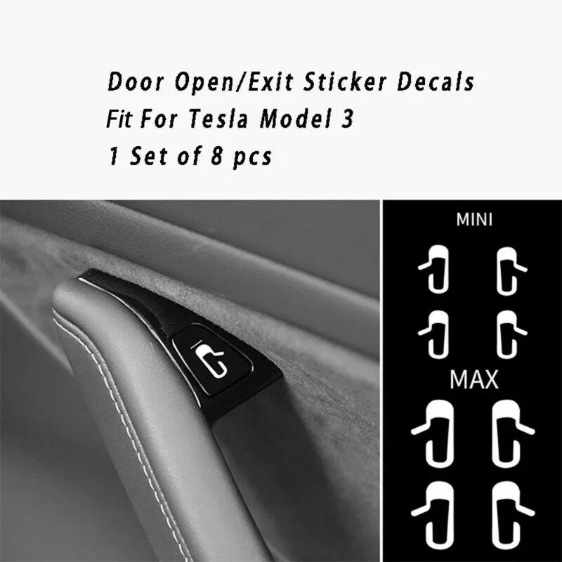 Car Door Open Exit Button Sticker for Tesla Model 3 Y Luminous Stickers Reminder