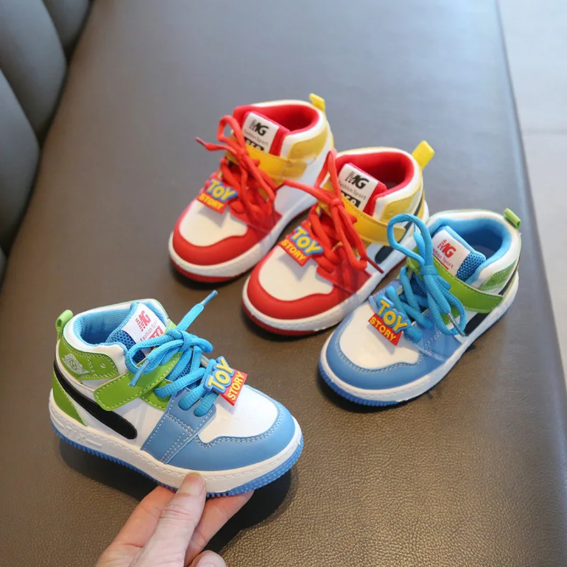 Moda tasarım ayakkabı çocuklar için rahat spor yüksek üst basketbol Sneakers  erkek kız kaymaz koşu çocuk ayakkabı 21-32
