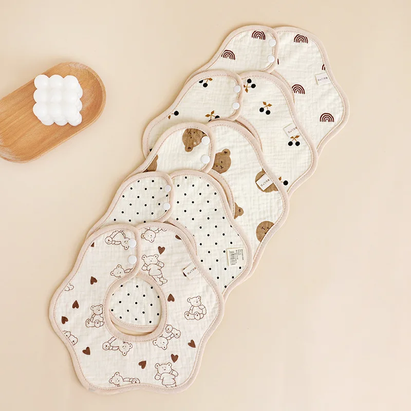 3pcs Waterproof Cotton Gauze Baby Bibs New Absorbent Saliva Towel Newborn Burp Cloths Bandana Scarf for Boys Girls Feeding Bibs 4