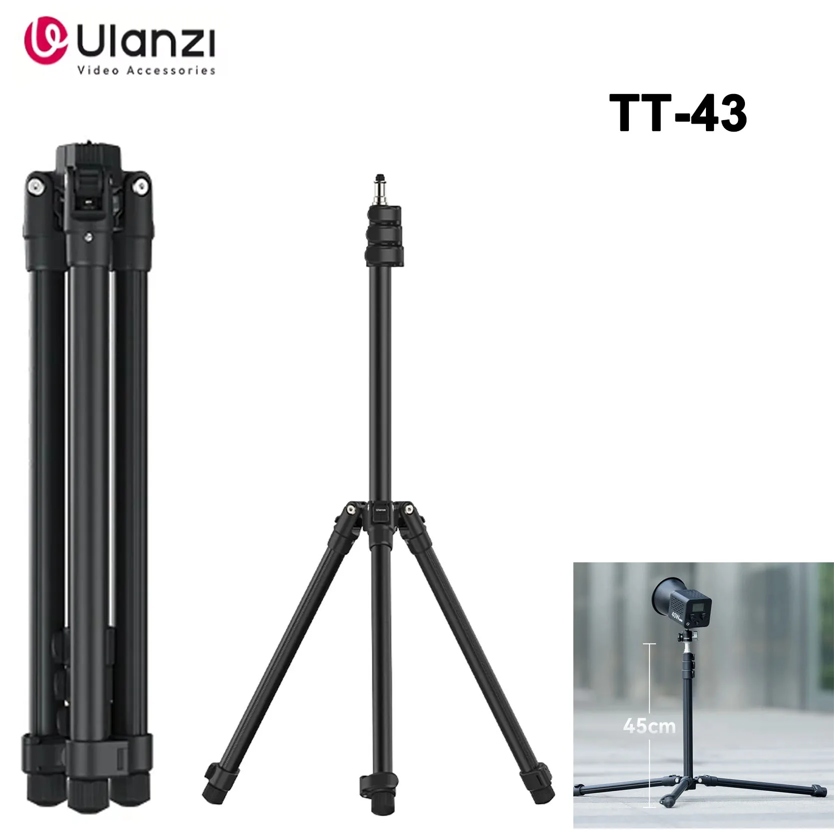 Ulanzi – trépied de support de lumière en aluminium TT43 1.9M, pieds réversibles, charge maximale de 6KG pour projecteur de lumière LED, boîte à lumière Flash, Original
