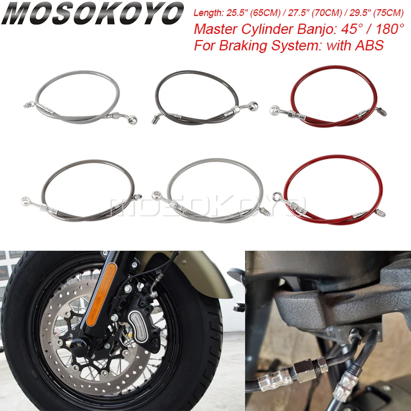 45 ° 180 ° Linea Freno Banjo Cilindro Maestro Superiore Banjo Linee Freno Tubo Per Harley Breakout Fxbr Fxbrs Deluxe Flde Fat Boy Flfb