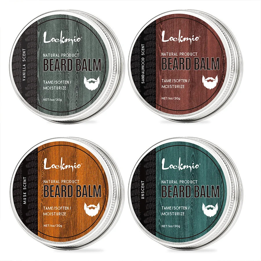 Natural Shea Butter Beard Blam Wax 4pcs Set Moisturizing Smoothing Soften Styling Professional Beard Care Cream