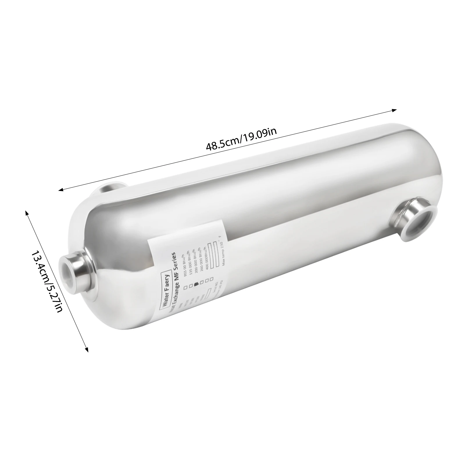 KumuJ Schwimmbad Wärmetauscher 60KW - Edelstahl Poolheizung 48,5x13,4 Cm
