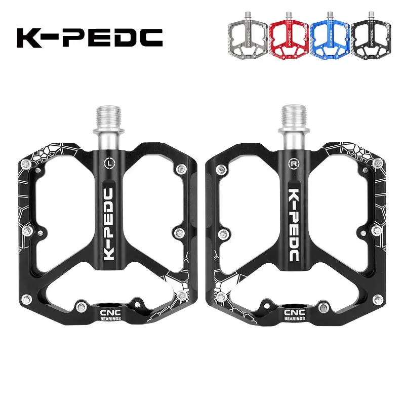 

Bike Pedal Aluminum Alloy 9/16" Bike Pedal MTB Wide Platform Flat Non-Slip Bicycle Pedals with 3 Bearings for Mountain Bikes