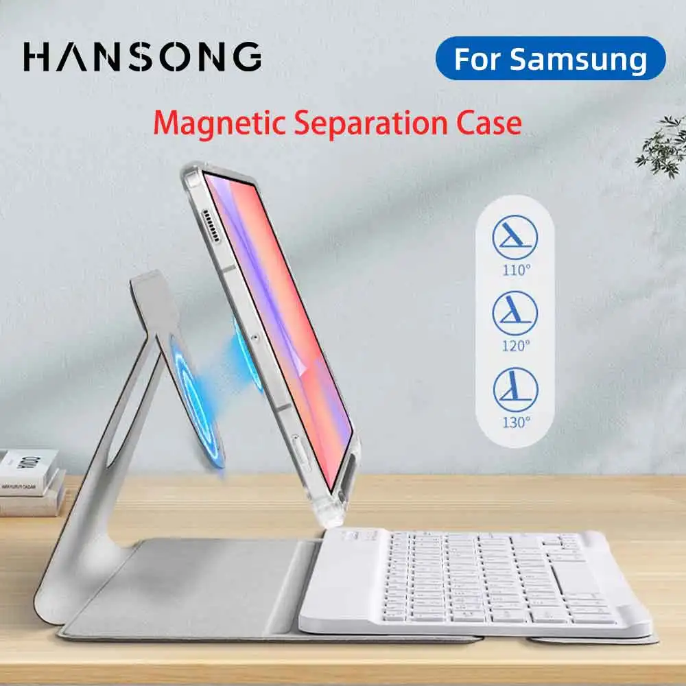 360° Rotation Detachable Magnetic Acrylic Tablet Keyboard Case