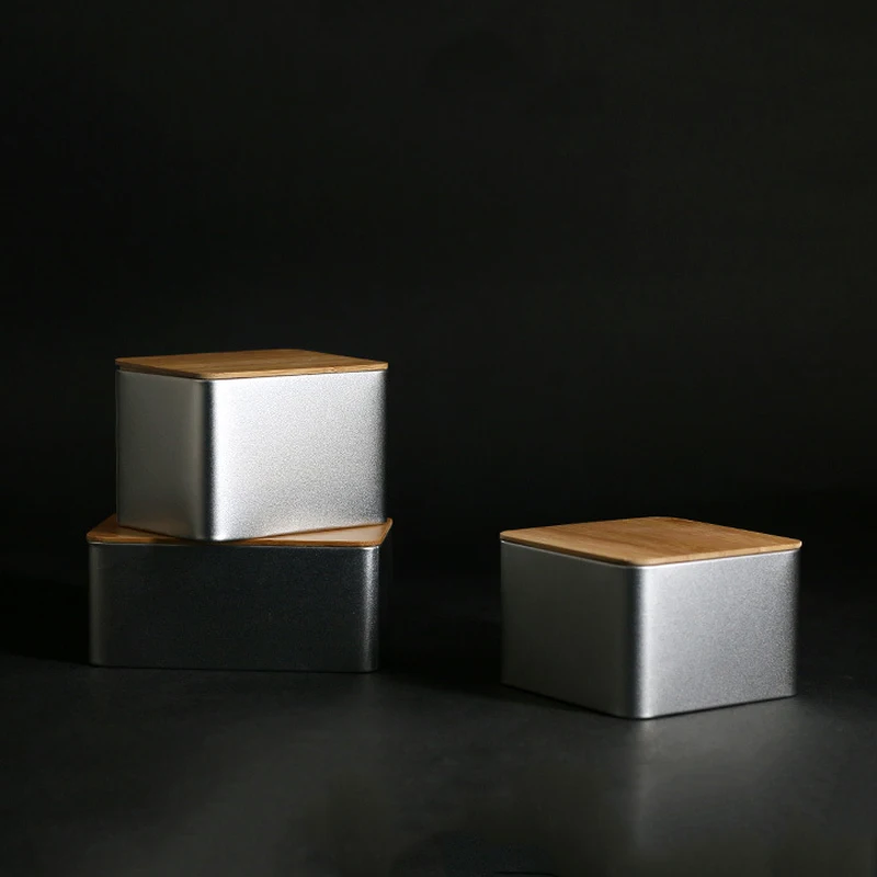 Bamboo Lid Storage Box Ornaments Storage Container Jewelry Tinplate Case Containers with Lids Boxes Candy Containers tea tin box airtight container