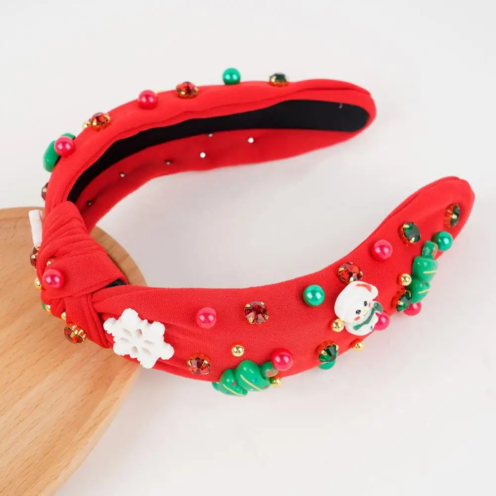 Colorful Christmas Headband Cute Women Headband with Mini Christmas Tree Rhinestones Festive Hair Accessory for Parties