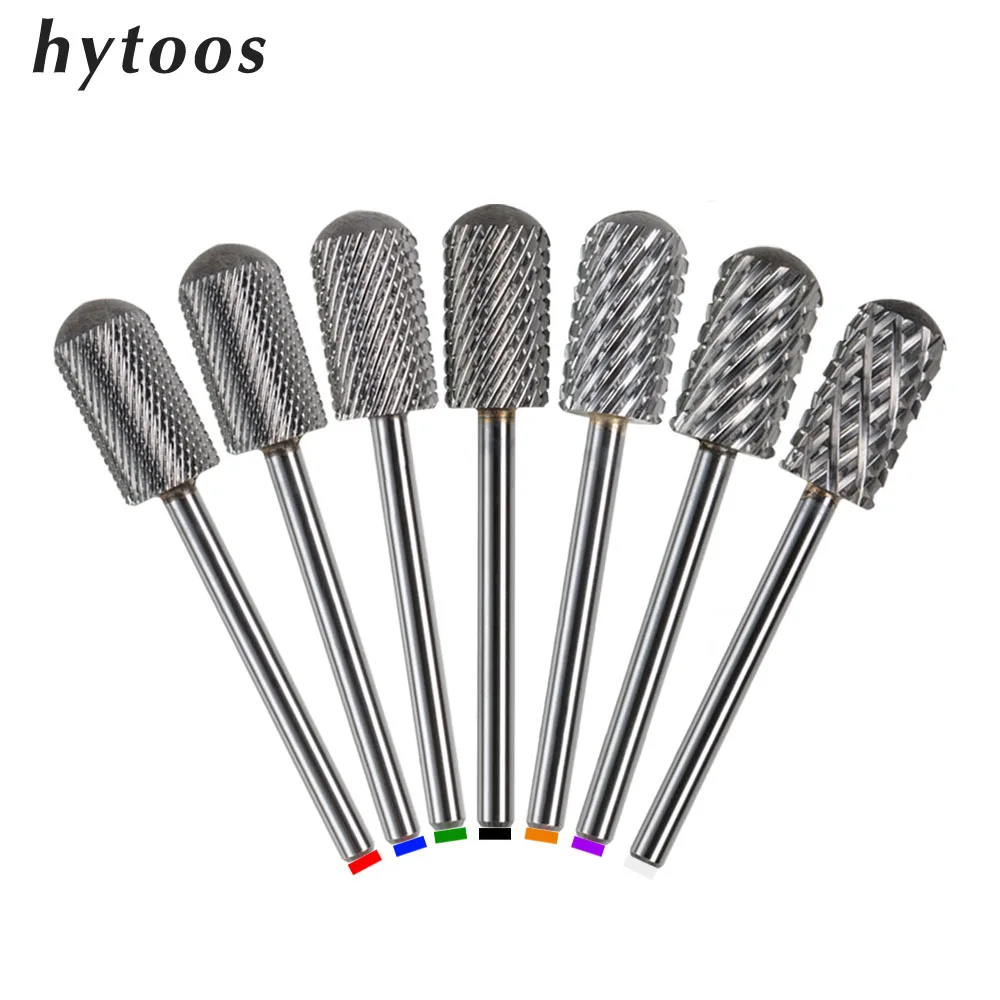 6.6mm Smooth Top Large Barrel Nail Drill Bits Safety Carbide Bit Milling Cutter For Manicure Remove Gel Accessories HYTOOS