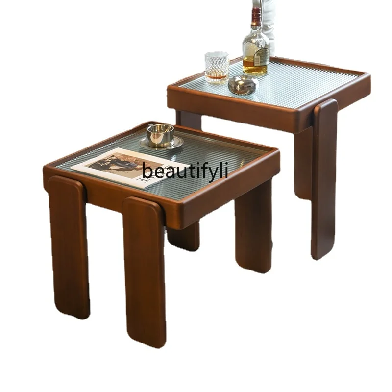 

Кофейный столик из массива дерева для гостиной, домашний чайный столик для маленькой квартиры, стеклянный чайный столик, роскошный современный небольшой стол, комбинация