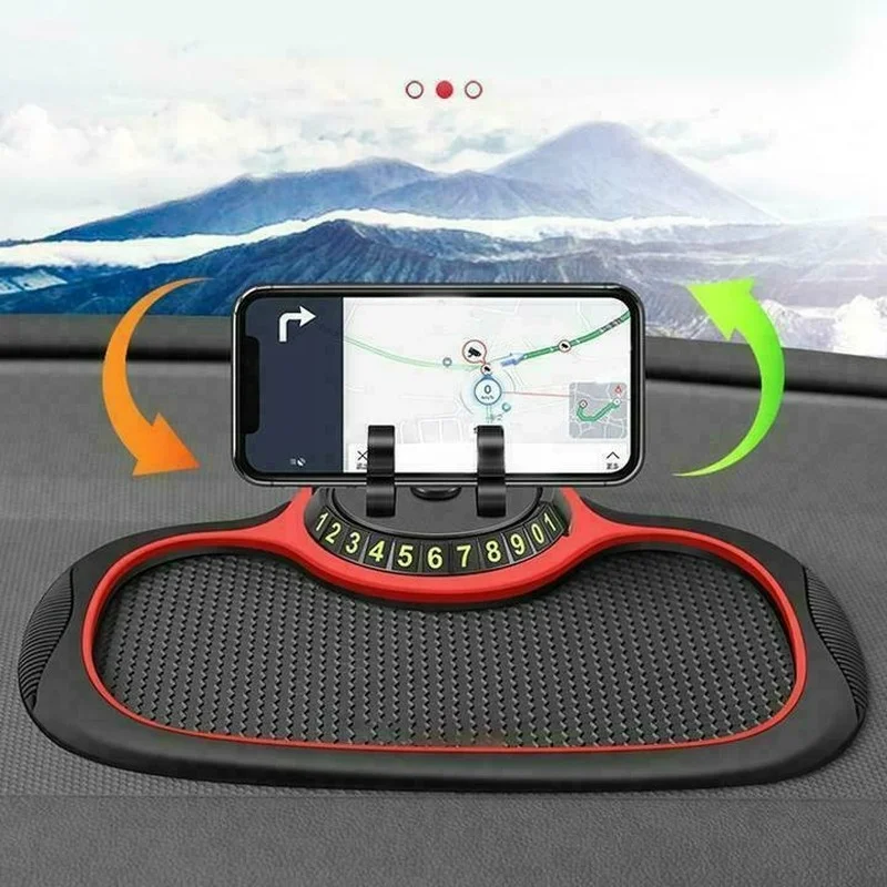

Instrument Panel Mobile Phone Bracket Anti-Slip Mat Universal 3-in-1 Car Parking Number Plate With Hidden Number Plate