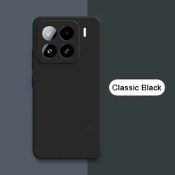 Original Square Liquid Silicone Phone Case - 360° Soft Protective Shockproof Cover for Xiaomi 15 5G (Classic Black)