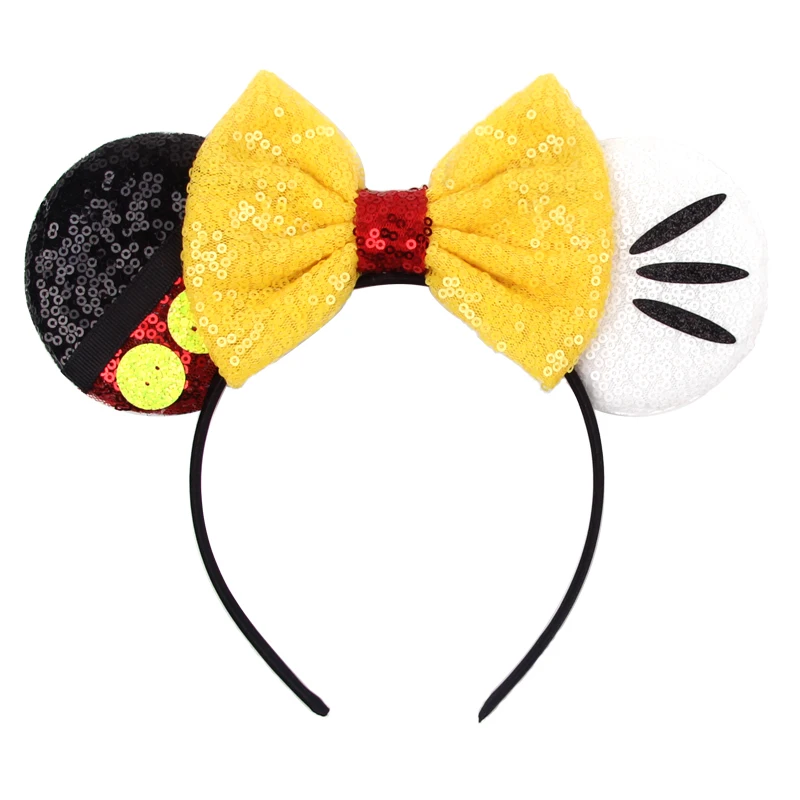 Disney Mouse Ears Headband Women Girls Sequin Bow Hairband Cartoon