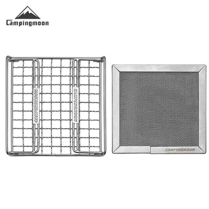 CAMPINGMOON Outdoor Camping 304 Stainless Steel Folding Toast Grill Net Uniform Baking Card style Gas Stove Grill Net 6