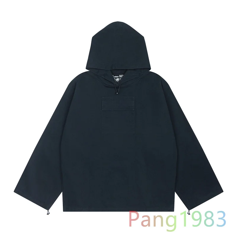 

Navy Blue CPFM Washed Old Hooded Jacket Men Women Autumn Winter New Chest Pocket Coat Solid Color Casual Jackets