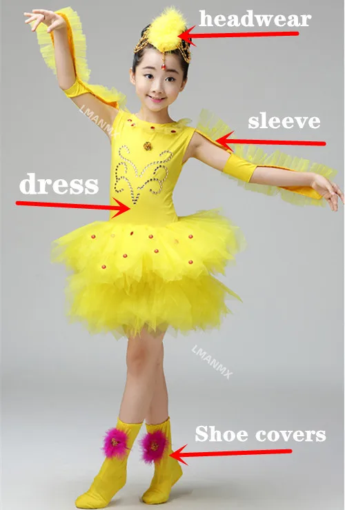 子供向けの黄色のアヒルの鳥の衣装,動物のダンスコスチュームのセット