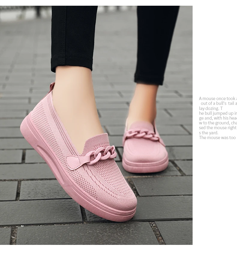 Women's Summer Footwear Slip On Female Chain Ballet Flats Sneakers Elegant Comfortable White Nurse Shoes Ladies Loafers