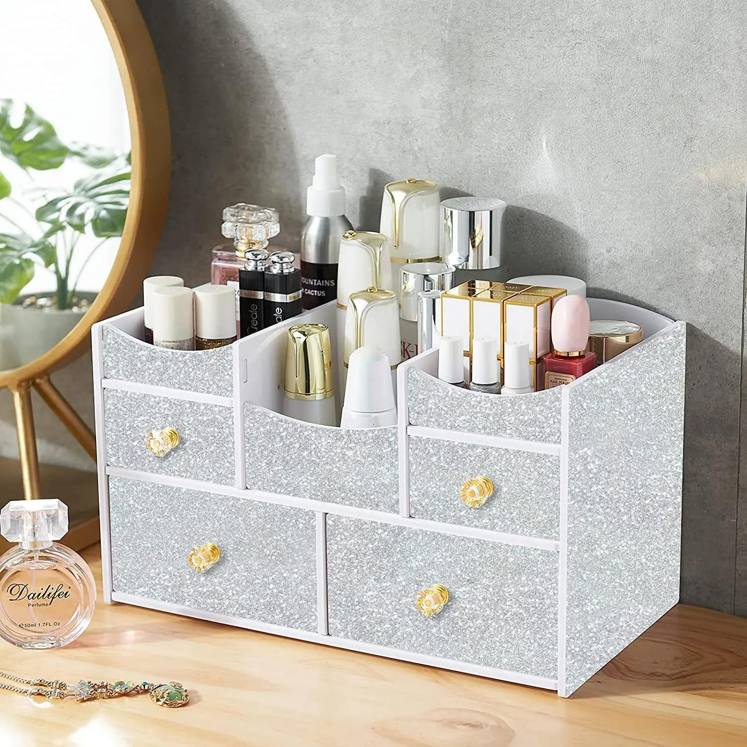 Glitter Contact Paper Peel and Stick Silver Gold Wallpaper Vinyl Film Self Adhesive Wall Paper for Wall Cabinet Dressing table