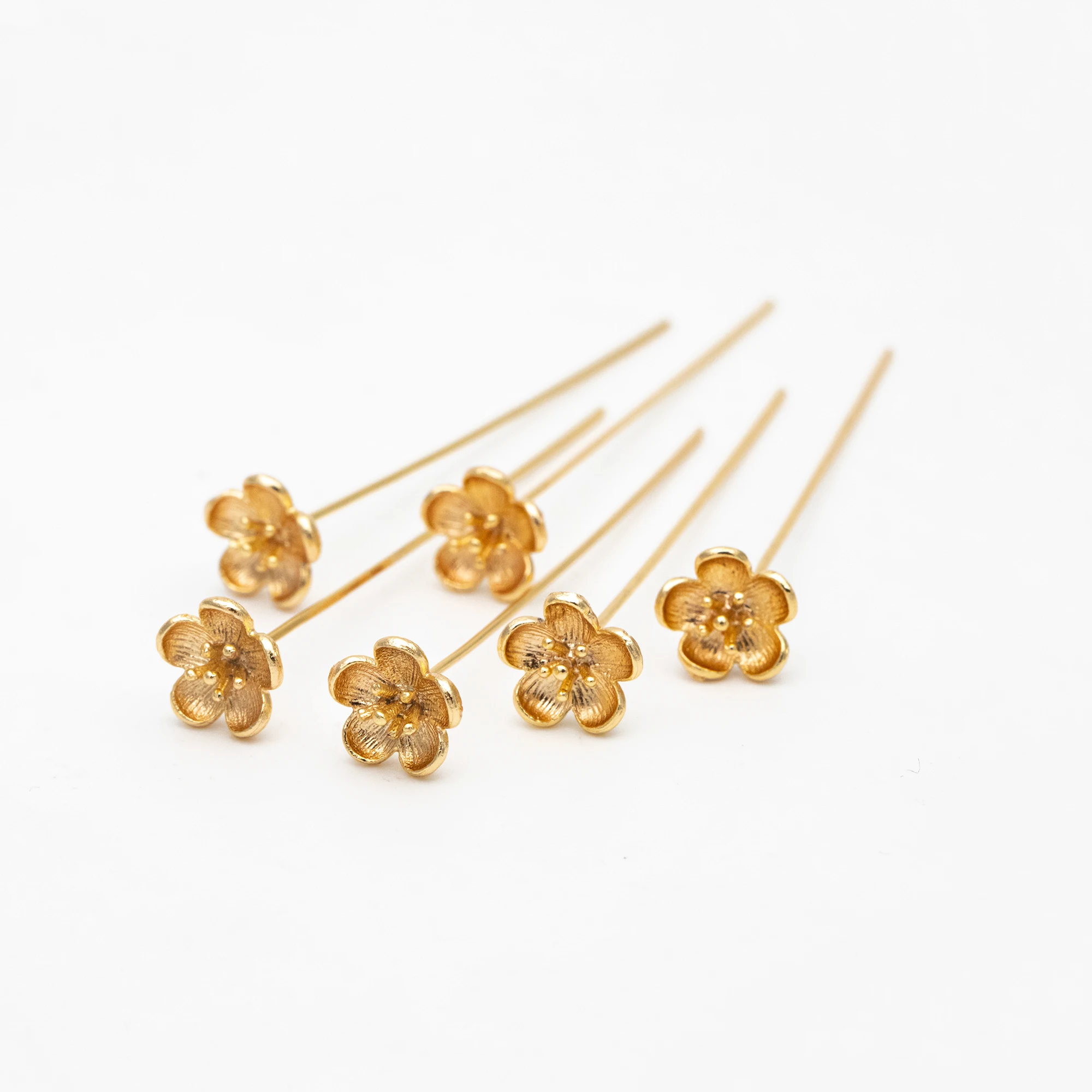 10pcs Gold Plated Brass Flower Head Pins For Jewelry Making Diy Material  Supplies Findings (GB-3773)