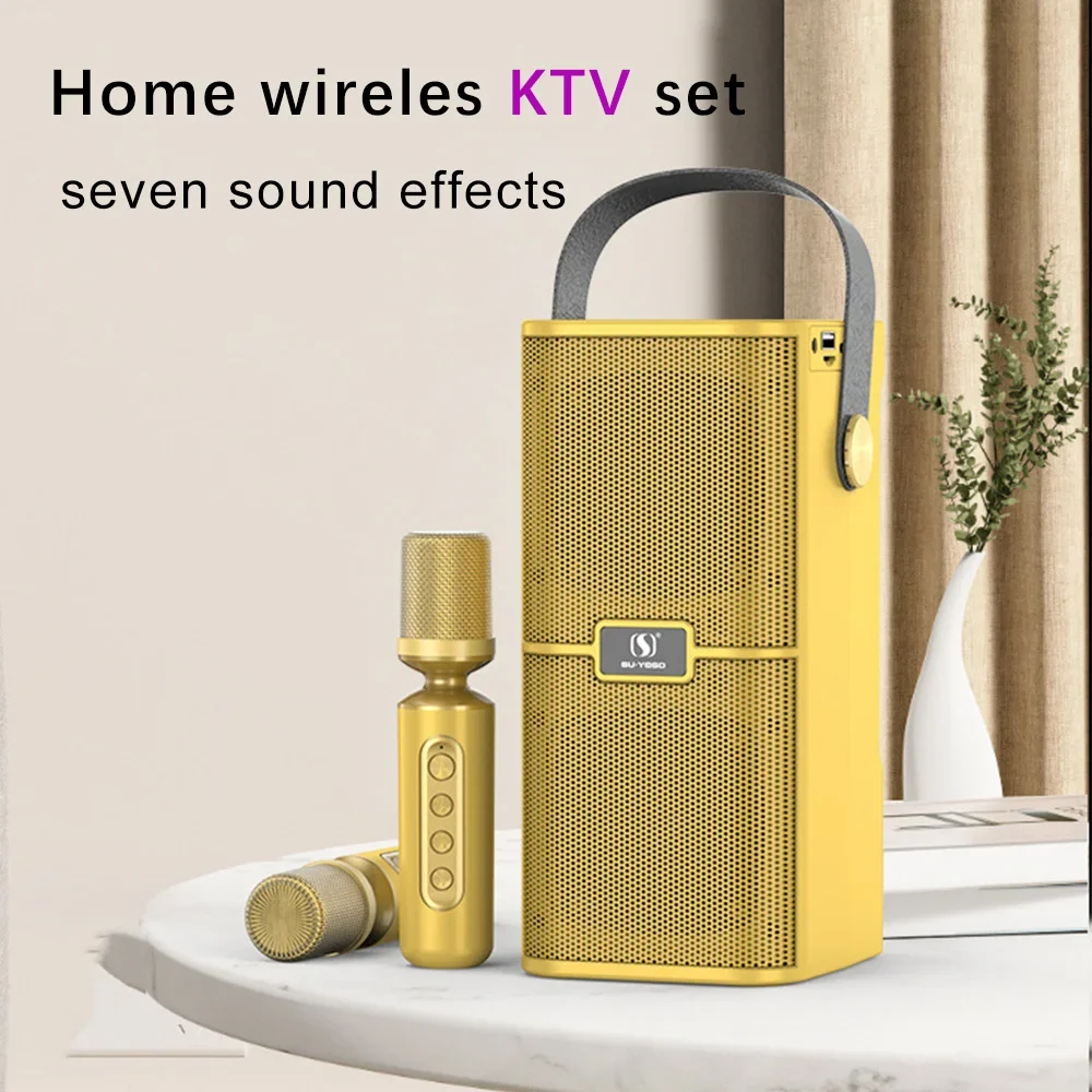 

Home Karaoke Speaker Microphone All-in-one Machine Portable KTV Party Audio Full Set 7 Sound Effect Wireless Bluetooth Subwoofer