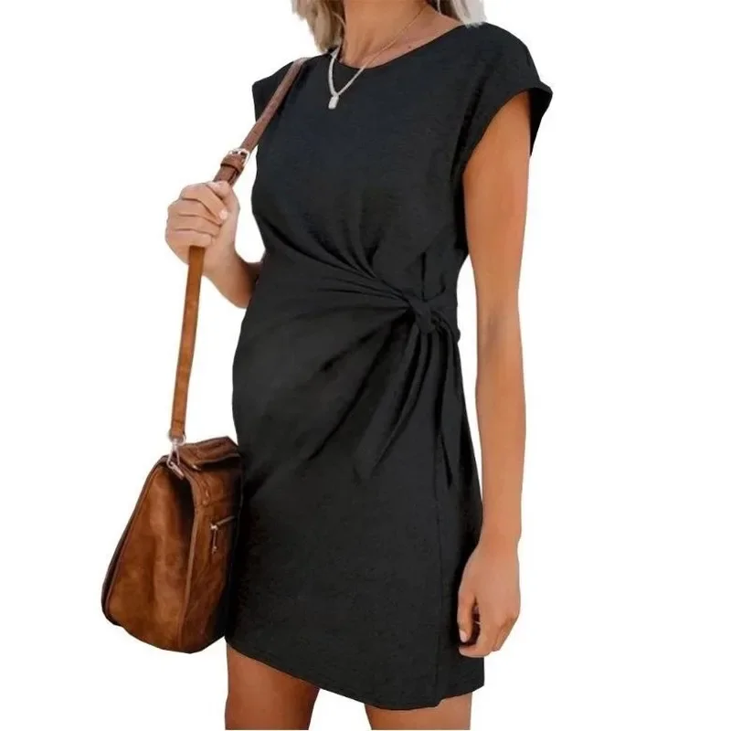 Summer Premama Breastfeeding Dresses Short Sleeve Solid Color Dress for Pregnant Women Maternity Baby Casual Cloths womens dresses