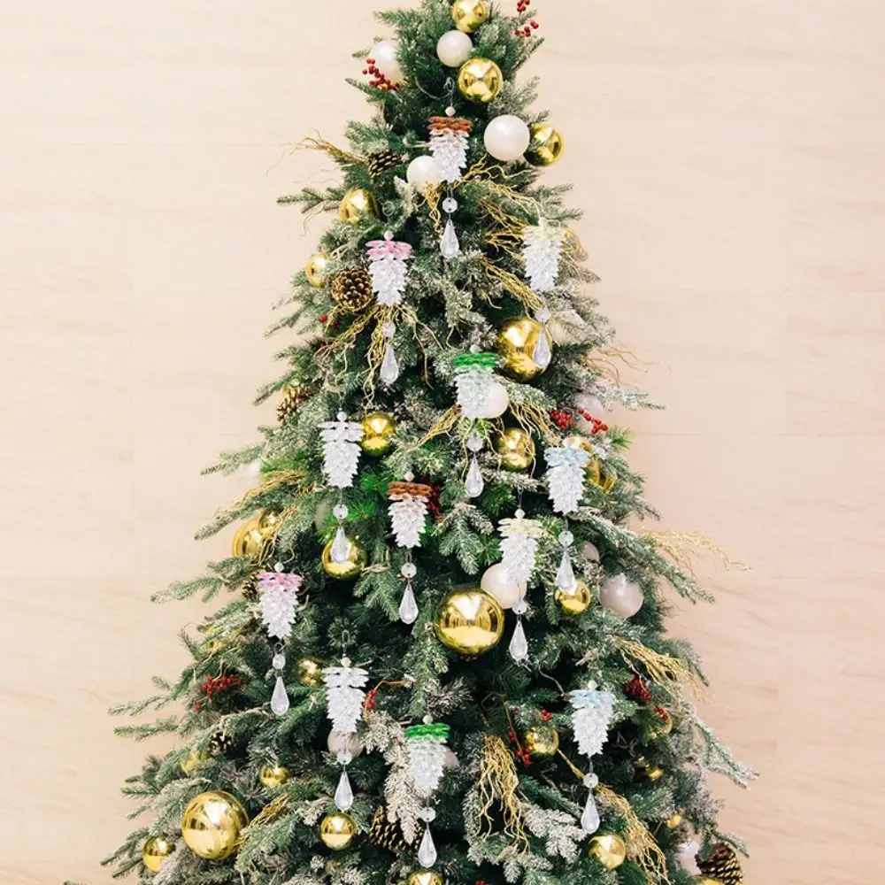 Transparent Clear Pine Cone Pendant Reflects Light Sparkling 3D Acrylic Pinecone Hanger Simulated with Hanging Loop