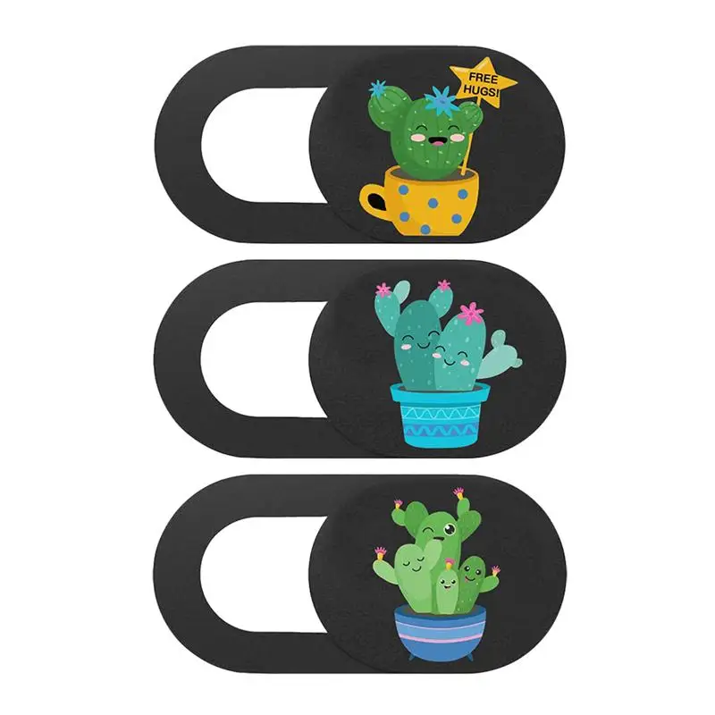 phone lens 3pcs Cartoon Cactus Camera Cover Slide Phone Webcam Slider Camera Cover zoom lens for mobile phone Lenses