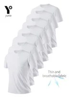 Round Neck T-Shirt 7-Piece White Ultra-Light Men’s Quick-Drying Breathable Sweat-Absorbent Shirt Suitable for Fitness Gym and Ru