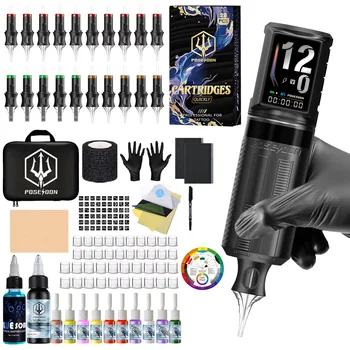 Kit tatuaggio POSEIDON V5 Kit penna tatuaggio per trucco permanente Kit macchina tatuaggio Kit pistola tatuaggio professionale wireless HM163