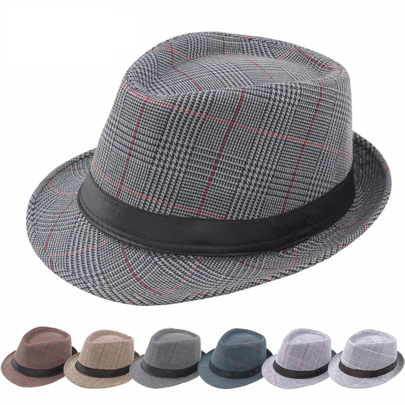 2022 New Spring Summer Autumn Retro Men's Hats Fedoras Top Jazz Plaid Hat Adult Bowler Hats Classic Version chapeau Hats 1