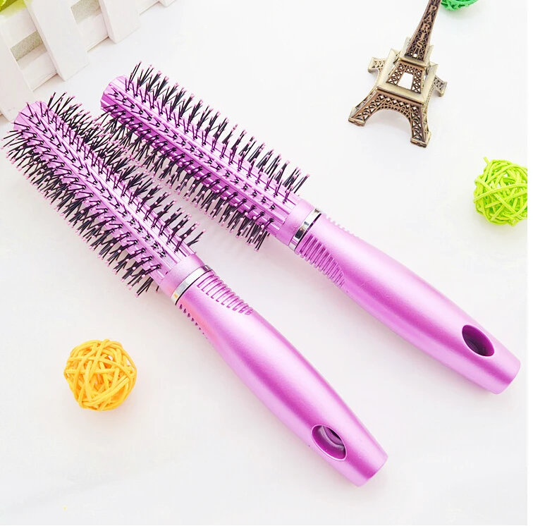 12 pieces/ lot   Purple color  High Quality Wavy Curly Hair Brush Comb Hair Care Pin Cushion Roll Round Comb 3
