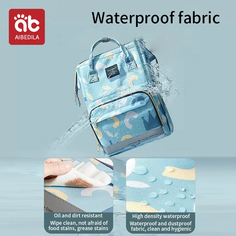 AIBEDILA Mummy Large Capacity Diaper Bag Backpack Waterproof Outdoor USB Charge Travel Diaper Maternity Baby Stroller Diaper Bag 4
