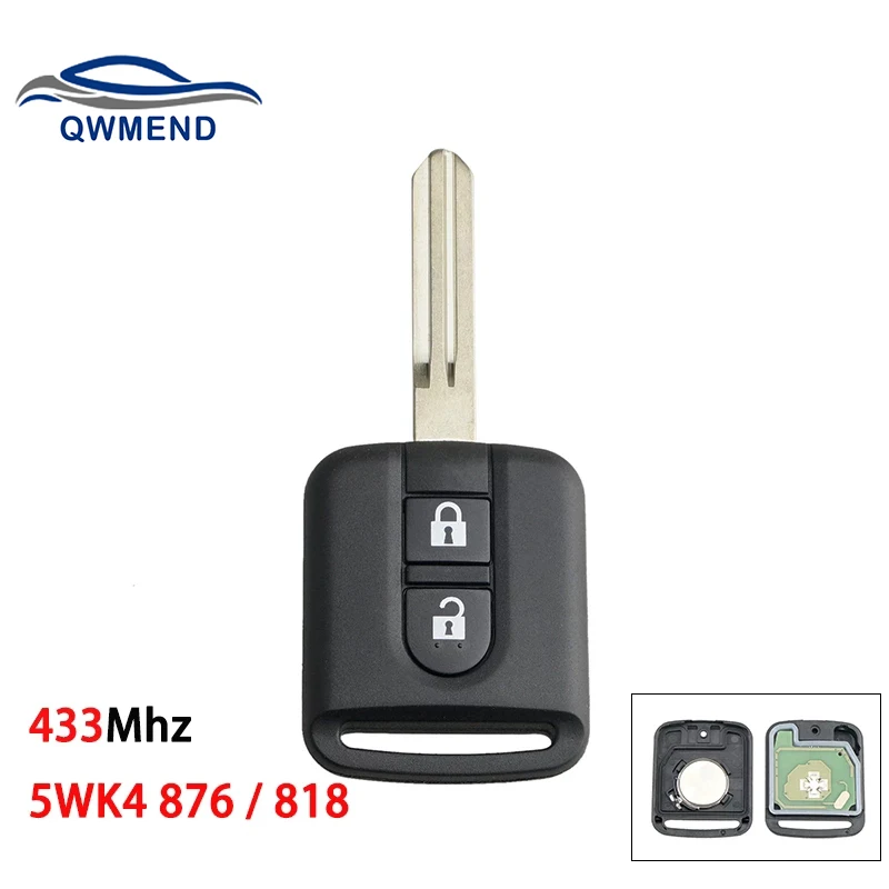 

Для Nissan Key 5WK4876/818 433 МГц для Nissan Qashqai Elgrand X-TRAIL Navara Micra K12 Note Cabster NV200 Pathfinder Автомобильный ключ