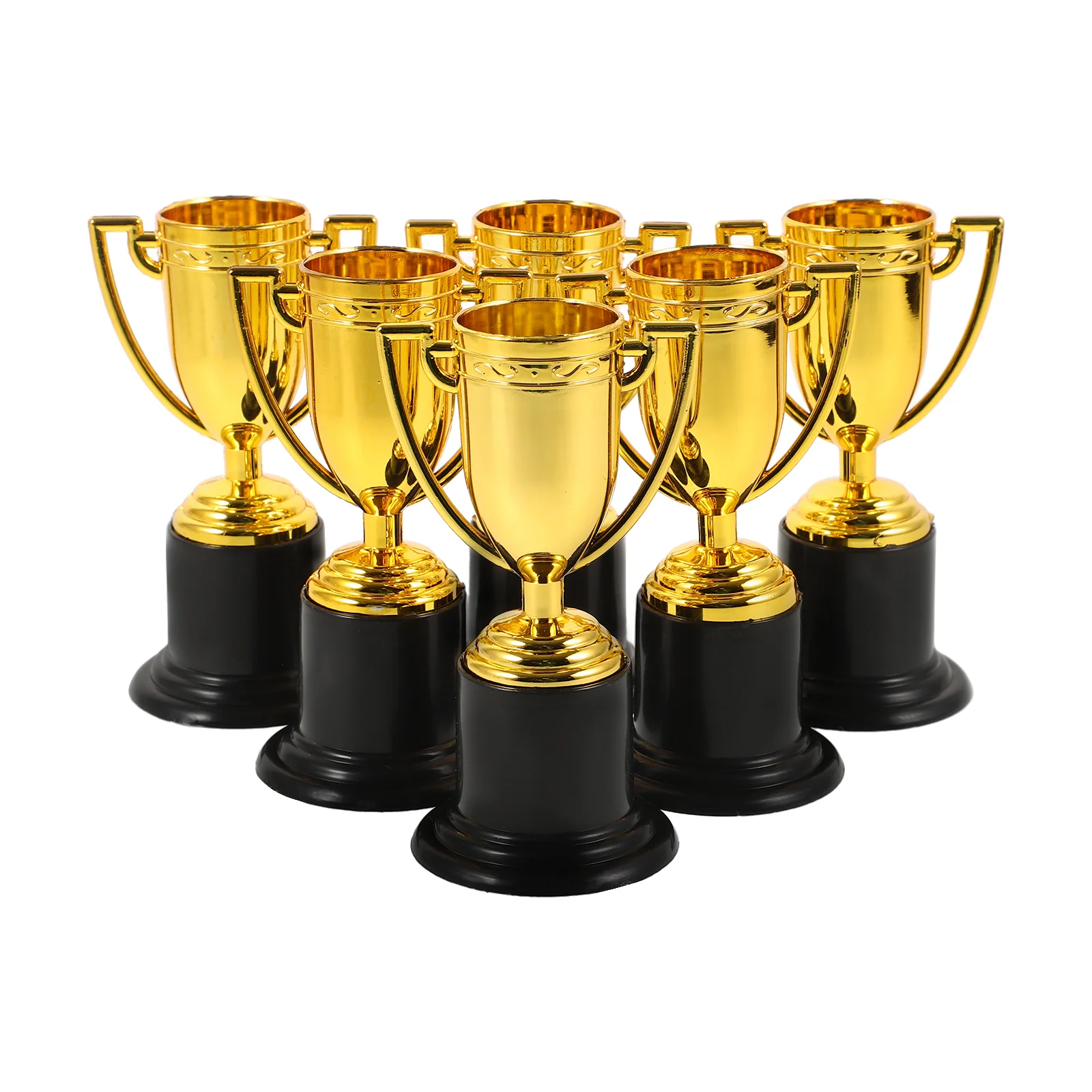 

6pcs 10cm Plastic Golden Trophy Student Sports Award Trophy Reward for Competitions (Golden)
