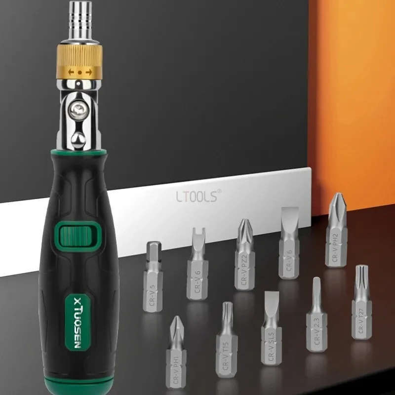 Multi-Angle Ergonomic Ratchet Screwdriver - 10-in-1 Portable Hand Tool