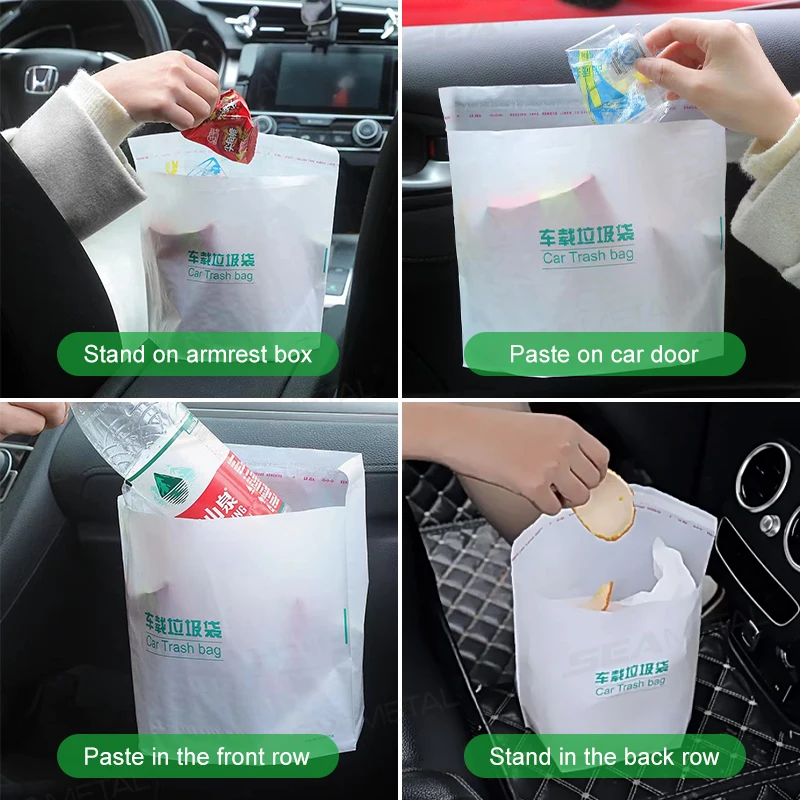 SEAMETAL Disposable Garbage Bags Waterproof Traceless Self-Adhesive Trash Bag Rubbish Storage Bag for Car/Home/Office/Kitchen