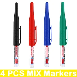 Deep Hole Long Nib Markers for Waterproof Art and Woodworking (4 PCS MIX Markers)