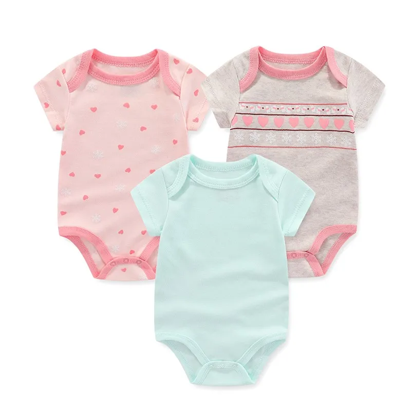 Infant Romper 3Pieces Unisex New Born Bodysuits Set Cotton Baby Girl Boy Clothes 0-12M Short Sleeve