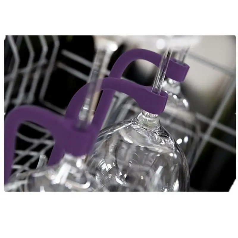 4Pcs Adjust Silicone Wine Glass Dishwasher Goblet Holder Safer Stemware Saver Utensils Saver Wine Glass Clip Washing Assistant 5